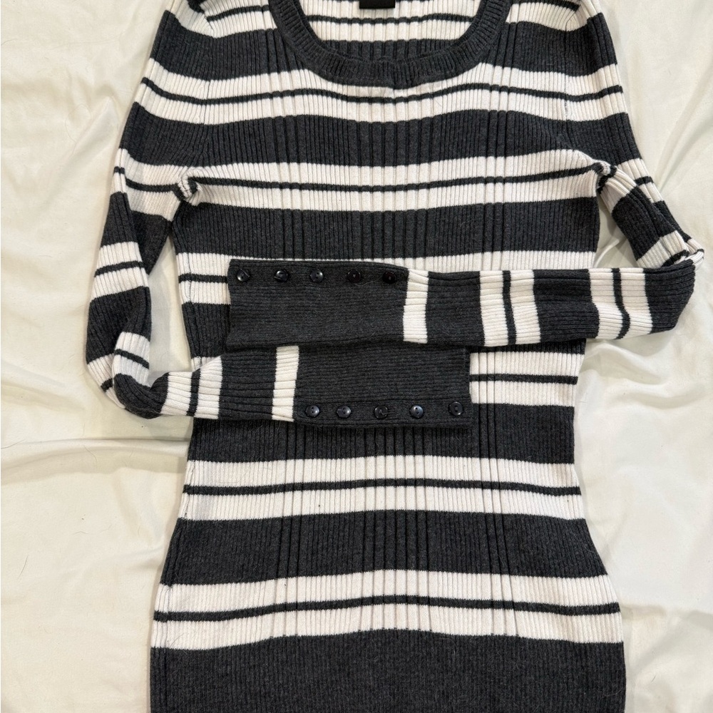 Hooked Up by IOT Glack and White Striped Sweater